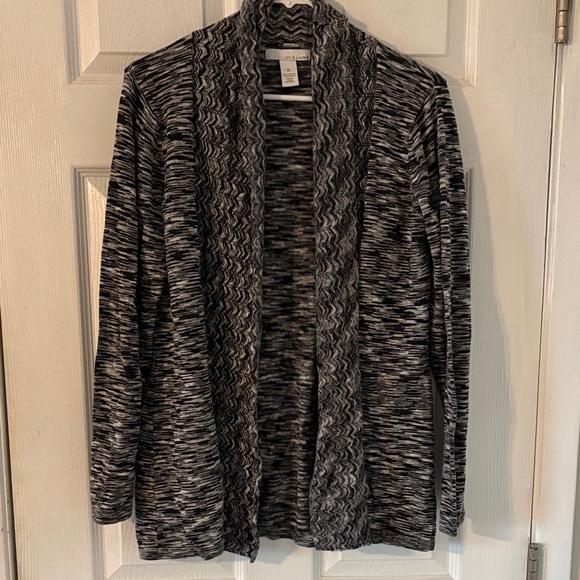 Lucy & Laurel Sweaters - Lucy & Laurel Open Front Knit Cardigan Sweater Size XL Black Gray